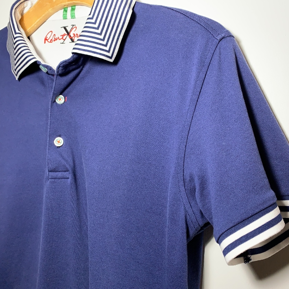 Robert Graham X Mens Polo Shirt Striped Collar S